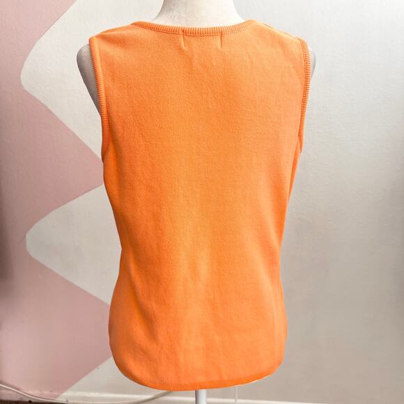 Vintage Orange Knit Sweater Tank Top Halloween 90s Y2K Retro Cozy Large - Picture 3 of 6
